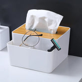 ELMAS Modern Tissue Box with Wooden Lid for Home & Car - Al Masam Stationery LLC